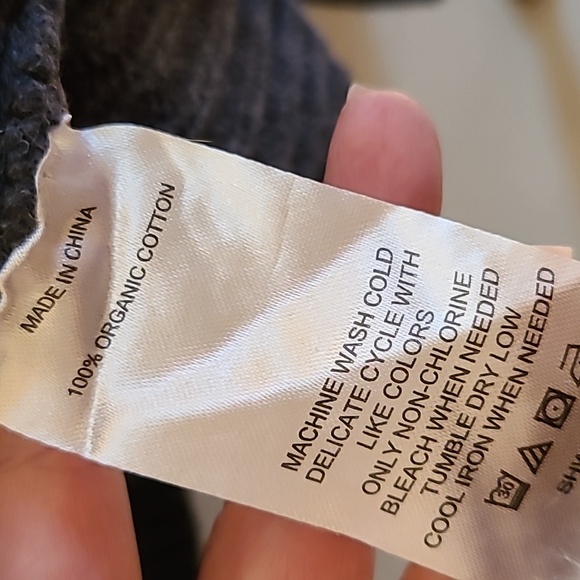 Quince 100% Organic Cotton Fisherman Crewneck Sweater Dark Grey Charcoal Ribbed - Picture 9 of 17